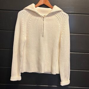 Cotton Shaker Stitch Half Zip Sweater